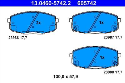 Fékbetét készlet ATE 13.0460-5742.2_ATE for KIA, HYUNDAI