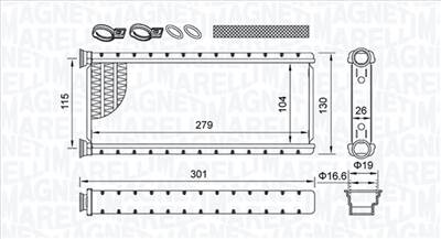 MAGNETI MARELLI 350218514000 - Hőcserélő, belső tér fűtés CITROËN DS OPEL PEUGEOT VAUXHALL