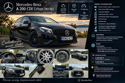 Eladó Mercedes A 200 d (2143 cm³, 136 PS) (W176)