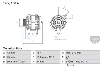 generátor BOSCH 0 986 049 161 for FORD, MAZDA, PEUGEOT