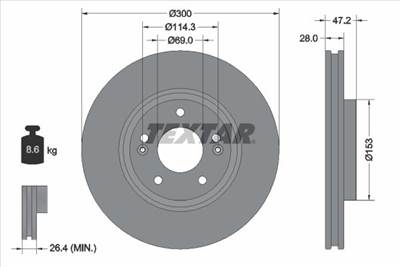 féktárcsa TEXTAR 92166505 for KIA, HYUNDAI