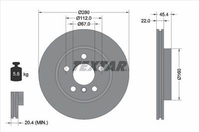 féktárcsa TEXTAR 92279203 for MINI, BMW