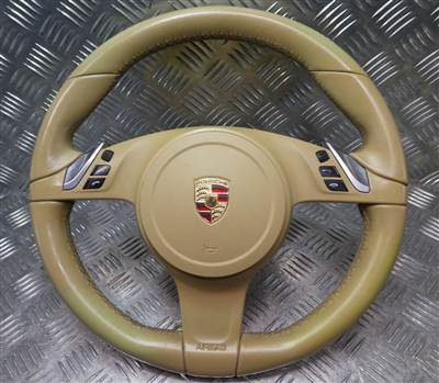 Porsche Panamera 970 Facelift bőr kormánykerék Luxor-bézs 7PP419091CJ + eredeti használt - 97080308904