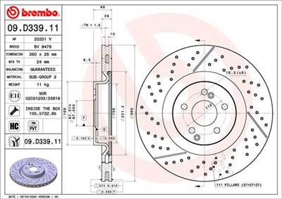BREMBO 09.D339.11 - féktárcsa MERCEDES-BENZ