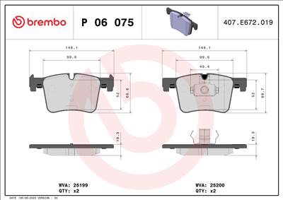 BREMBO P 06 075X - fékbetétkészlet, tárcsafék BMW BMW (BRILLIANCE)