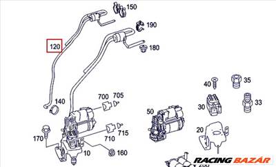 Mercedes légrugó kompresszor cső W164 ML