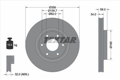 TEXTAR 92309803 - féktárcsa NISSAN