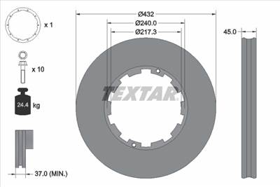 TEXTAR 93145600 - féktárcsa DAF