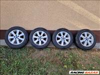  5x112 lyukosztású 16" használt Borbet alufelni, rajta 215/60 újszerű Falken téli gumi gumi 