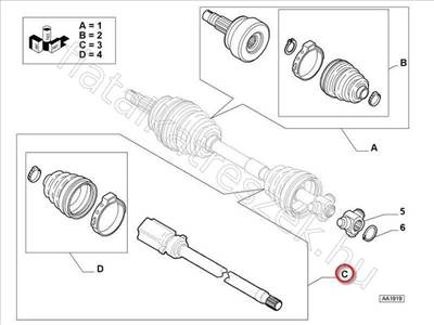 Féltengely jobb -  - 71771189, 46308729 -  - FIAT eredeti Eredeti új 71771189