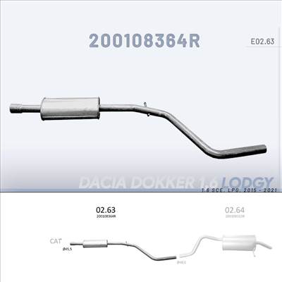 EDEX 02.63 - középső Kipufogó DACIA DOKKER, LODGY 1.6 (2015-2021)