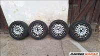  5x112 lyukosztású 16" használt (gyári felni) lemezfelni, rajta 195/60 kopott Hankook nyári gumi 