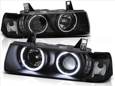 BMW E36 12.90-08.99 C/C ANGEL EYES Fekete első lámpa