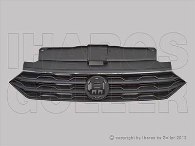 VW T-Roc 2017-2021 - Hűtődíszrács fekete, felső krómdíszléccel