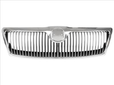 Skoda Octavia II 04-08 hûtőrács a fényszórók között (grill) KRÓM  FEKETE-KRÓM bordázat