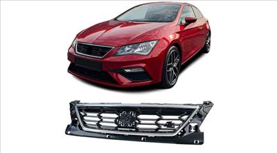 SEAT Leon FR 5F 2017-2020 lakk fekete - króm felső hűtőrács