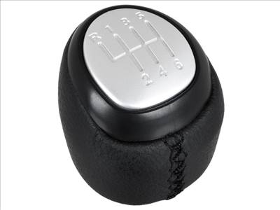 Saab 9-3 03-12 sebességváltó gomb FEKETE MÛBÕR  FEKETE VARRÁS  SILVER 6 SEBESSÉG