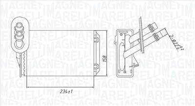 MAGNETI MARELLI 350218492000 - Hőcserélő, belső tér fűtés AUDI SEAT SKODA VW