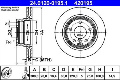 féktárcsa ATE 24.0120-0195.1 for BMW