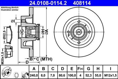 féktárcsa ATE 24.0108-0114.2 for RENAULT